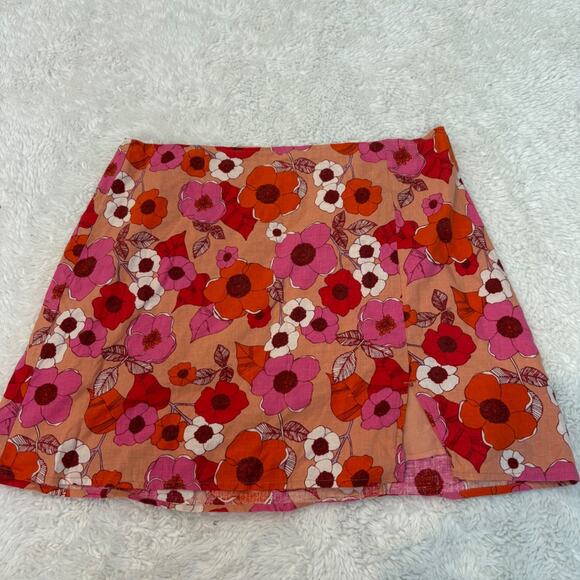 Urban Outfitters Dresses & Skirts - Urban Outfitter Womens Floral Linen Skirt M Boho Costal Resort Indie Tomato Girl